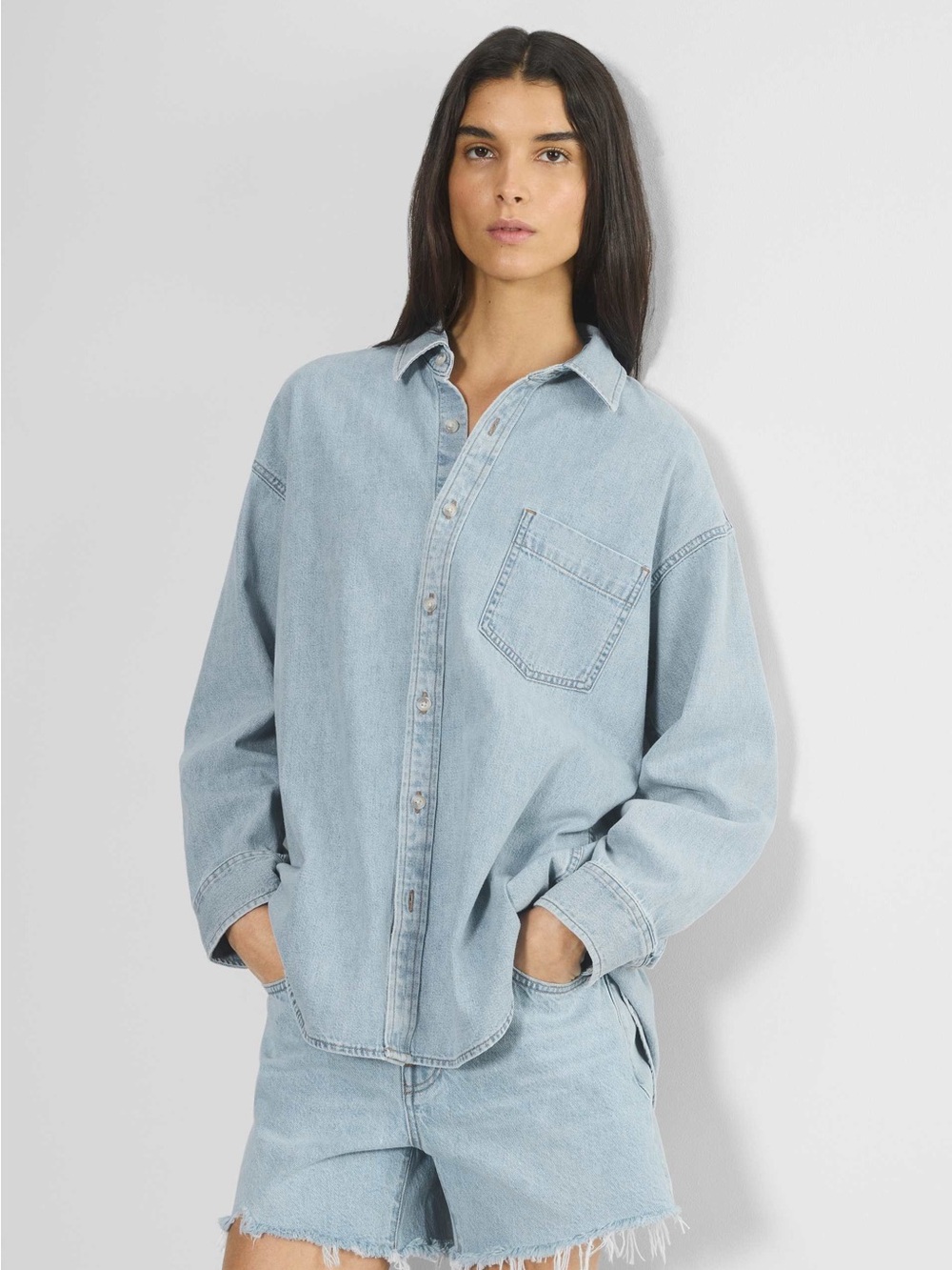 Aritzia Denim Forum The 80's Comfy Denim Shirt Button Down - #167